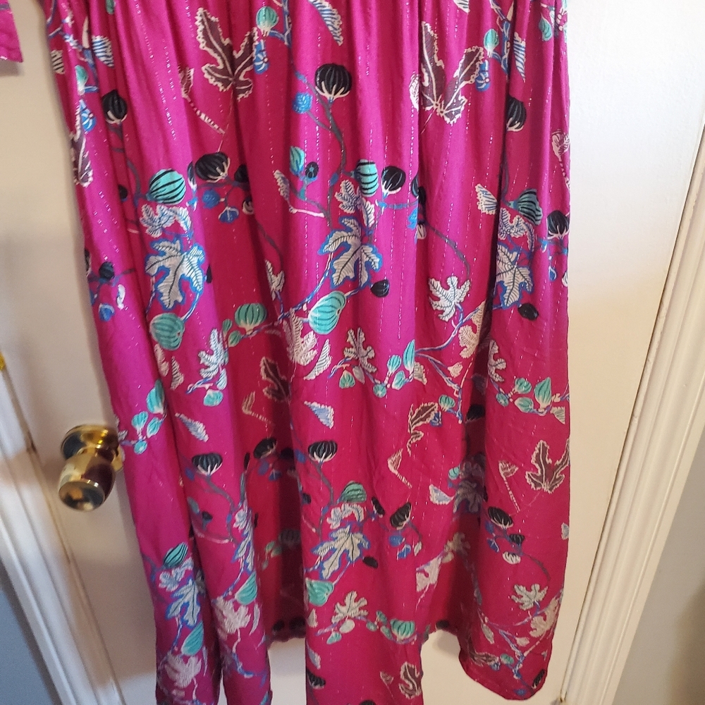 Anna Kay Ovida Floral Pink and metallic Midi Dress Size L Resort Boho Cocktail - Picture 8 of 11